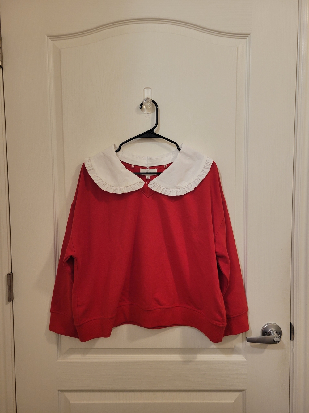 Red Sweatshirt with White Peter Pan Collar